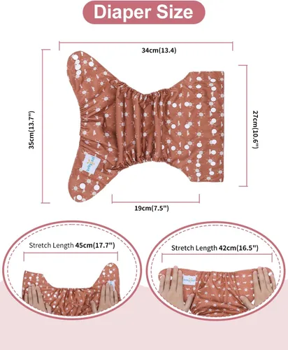 Miniatura 3 de babygoal AWJ Pañales de tela con panel abdominal, paquete de 13, 6 fundas de pañal con 6 insertos y bolsa seca para humedad, ajustables, lavables