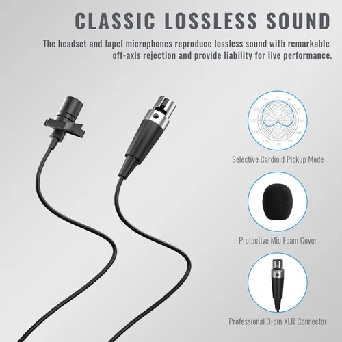 Miniatura 5 de Phenyx Pro Sistema de micrófono inalámbrico PTU-52-2B Bundle con transmisor Bodypack PWB-4200