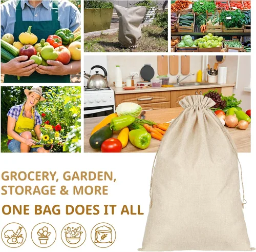 Miniatura 4 de Tapleap Bolsas de arpillera con cordón – 10 sacos originales de 16 x 24 pulgadas para envolver regalos, almacenamiento, graduación, junio, día