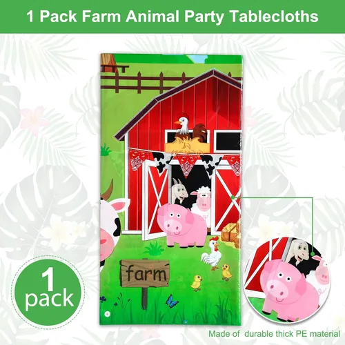 Miniatura 4 de Kasyat Mantel para fiesta de animales de granja, desechable, de plástico, para decoración de fiesta temática de animales de granja, para picnic