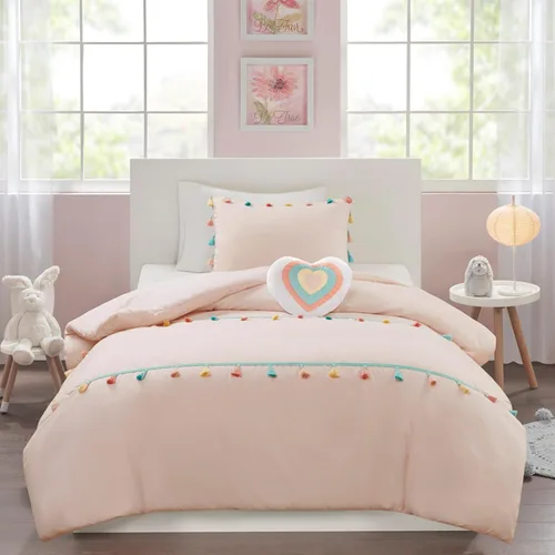 Intelligent Design Kids Juego de Edredón Twin para Niñas, Juego de Edredón Twin Rosa, Tessa Adorables Juegos de Ropa de Cama Twin para Niñas,