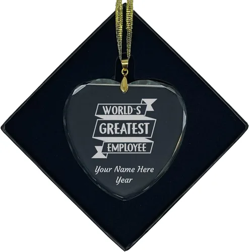 Miniatura 6 de LaserGram Adorno de Navidad de vidrio personalizado, el mejor empleado del mundo, idea de regalo grabada con láser personalizada (forma de diamante)
