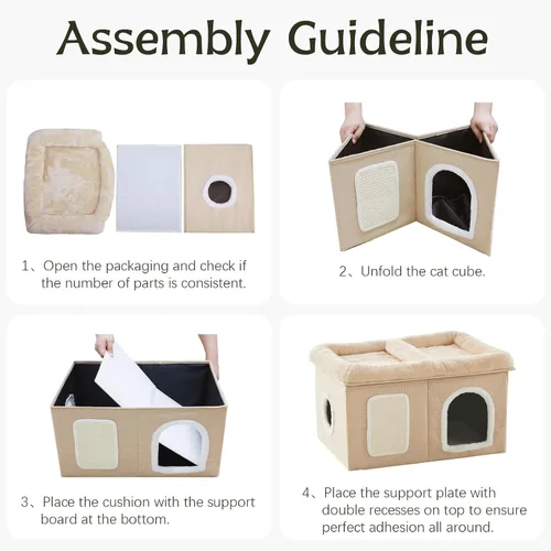 Miniatura 6 de WINDRACING Camas para gatos de interior - Casa extra amplia para mascotas y cama plegable para gatos con almohadilla para arañar, escondite