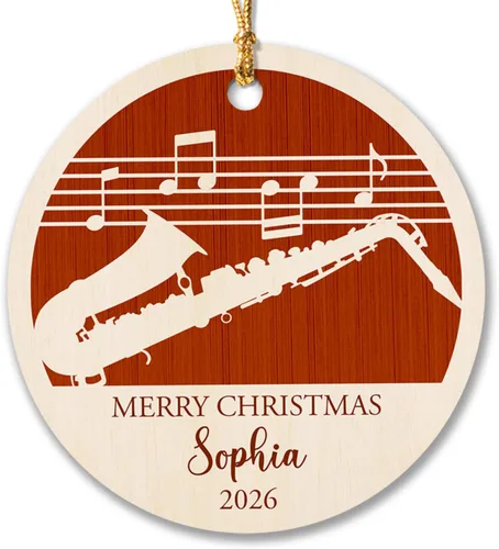 Miniatura 10 de Adorno de Navidad de instrumento musical de acordeón, nombre personalizado y adorno de año para acordeonista, regalo de profesor de música