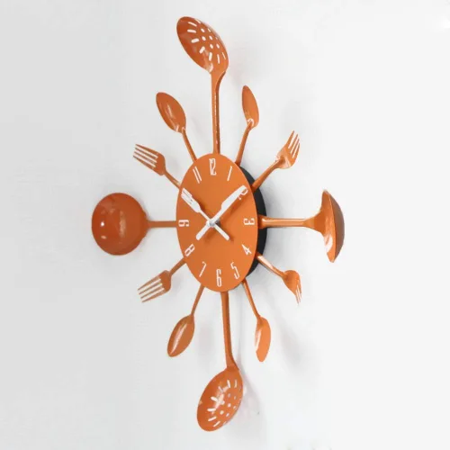 Miniatura 2 de Timelike Reloj de pared, de metal de 16 pulgadas, utensilios de cocina, cuchara, tenedor, reloj de pared, creativo y moderno, decoración del hogar