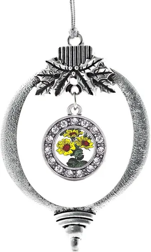 Miniatura 48 de Inspired Silver - Bonita bandera estadounidense - Adorno de Navidad plateado - Adorno de árbol de Navidad con dije circular con circonita cúbica