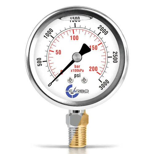 Miniatura 15 de Medidor de presión relleno de líquido de glicerina de 5000 PSI, dial de 2.5 pulgadas, montaje inferior 1/4 NPT, caja de acero inoxidable 304, piezas