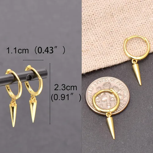Miniatura 12 de Aretes colgantes de plata de ley 925 con pequeños aretes redondos
