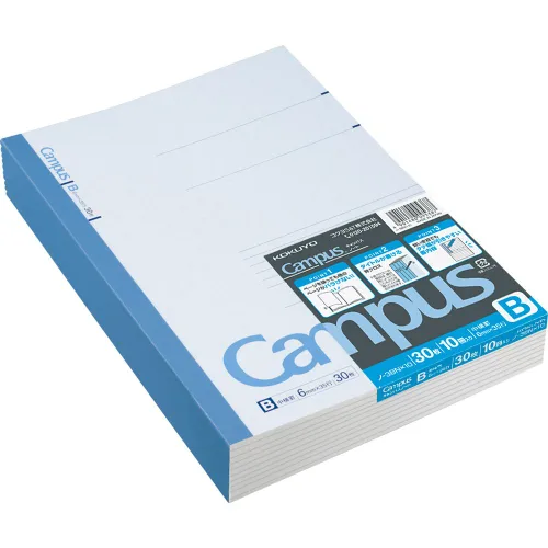 KOKUYO Cuaderno Campus, B de 0.236 in, semi-B5, 30 hojas, 35 líneas, azul, paquete de 10, importación de Japón (NO-3BNX10)