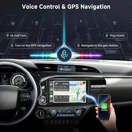 Miniatura 5 de [6G + 128G] Radio de coche de 8 núcleos para Toyota Hilux 2015-2020 Android estéreo de coche con Bluetooth GPS, pantalla táctil Hodozzy de 10.1