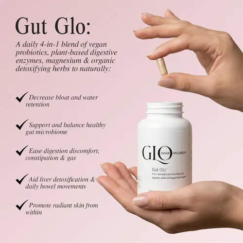 Miniatura 2 de Gut Glo - Alivio natural de la hinchazón, la salud intestinal, la digestión y el estreñimiento 4 en 1 probiótico, enzima digestiva, magnesio