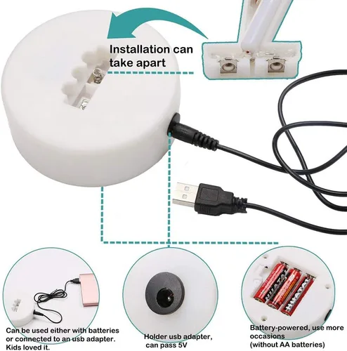 Miniatura 9 de Cartel de neón LED para interior, luz nocturna con base de soporte, funciona con batería/USB, luz decorativa de neón