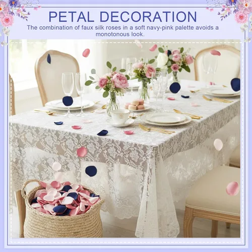 Miniatura 7 de Tigeen 600 pétalos de rosa de seda azul marino artificiales para boda, cesta de flores para niñas, pasillo, dispersos, centros de mesa, fiesta
