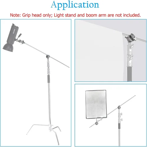 Miniatura 3 de Selens Adaptador de soporte de luz giratorio de 2.5 pulgadas, versátil accesorio de montaje de abrazadera de cabeza resistente con soportes de 4, 8