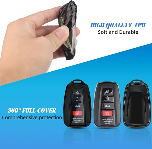 Miniatura 4 de MILD EAST - Funda para llavero de Toyota con llavero de cuero, estuche remoto envolvente de TPU premium compatible con Toyota Avalon Highlander