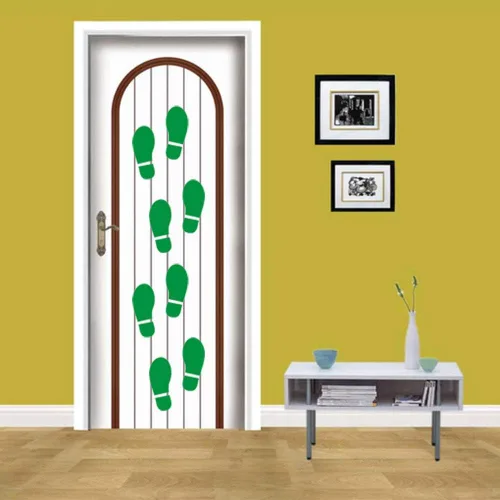 Miniatura 4 de Finduat 20 pares de 40 impresiones de zapatos verdes para niños, calcomanías de huellas, escaleras de pared para guiar instrucciones