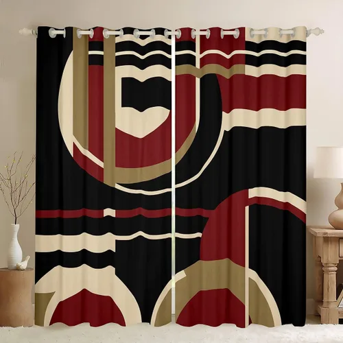 Miniatura 19 de Feelyou Cortinas opacas abstractas modernas de arte abstracto para dormitorio, sala de estar, niños, patrón rojo, gris, negro, patrón de Multi 05