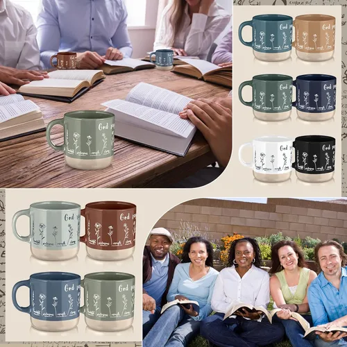 Miniatura 7 de Didaey 10 tazas cristianas a granel para mujeres, 13 onzas, versículos de la Biblia, tazas de café religiosas de cerámica con asas, regalo