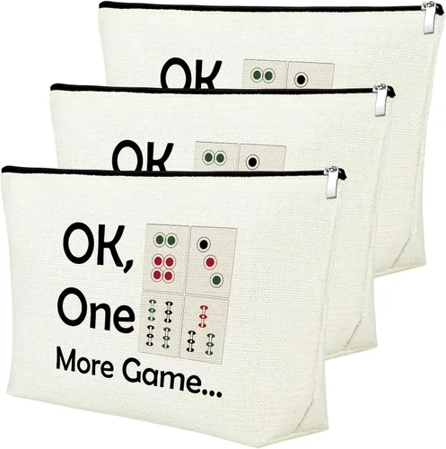 Mxrymvu Bolsa de maquillaje Mahjong, 3 piezas, regalo para mujeres, bolsa de maquillaje, regalo para amiga, abuela, bolsa de cosméticos, regalo de 3
