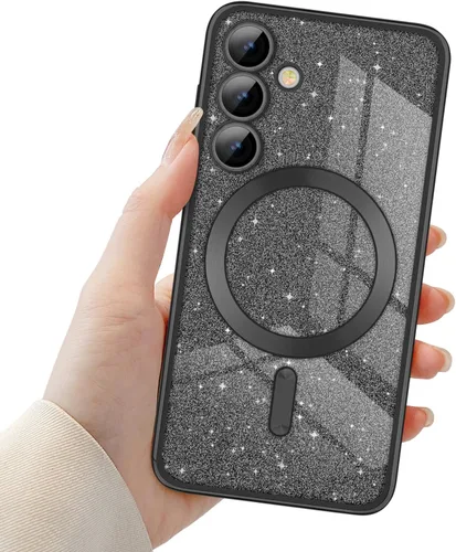 Miniatura 33 de Newseego Funda ultra magnética para Samsung Galaxy S22, funda de lujo con purpurina para mujeres y niñas, protección completa de la lente de la Negro