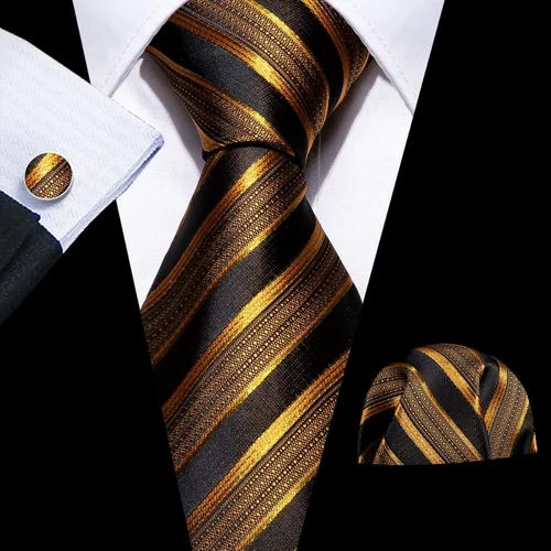 Miniatura 132 de Barry.Wang Juego de corbatas para hombre, corbata de seda a rayas, tejido a cuadros, gemelos formales, negocios, boda