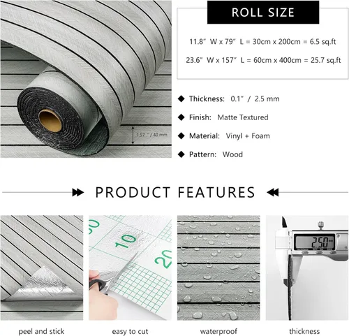 Miniatura 7 de LaCheery Paneles de pared de listones de madera de espiga para paredes de dormitorio, paneles de pared de madera acanalada para despegar y pegar