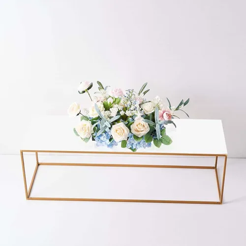Miniatura 12 de Efavormart - Paquete de 2 soportes de metal para flores de boda de 12 pulgadas, soporte geométrico para centro de mesa Dorado