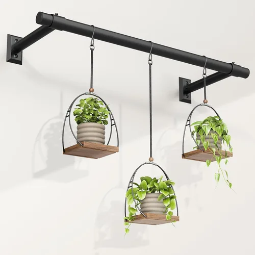 Macetas colgantes para plantas de interior, colgador de plantas resistente de 32 pulgadas para interiores, barra de metal de 1 pulgada de diámetro,