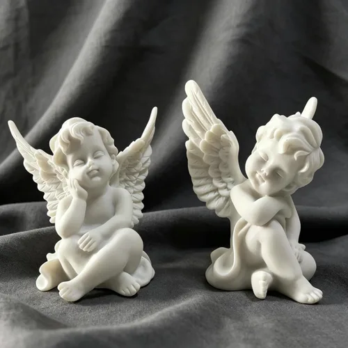 Miniatura 9 de Artgenius Figura de ángel pequeña de 4 pulgadas, figuras y estatuas de ángel doradas, escultura de ángel decorativa moderna para el hogar, oficina