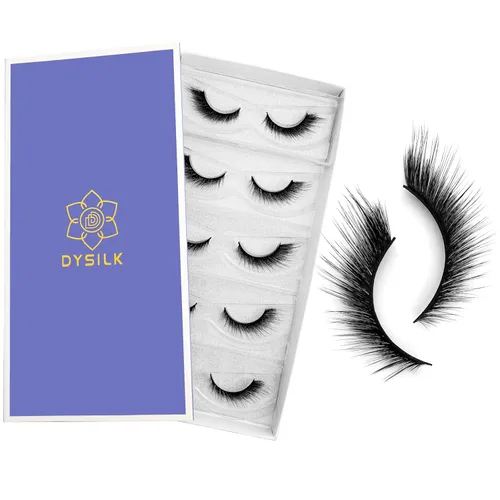 Miniatura 15 de DYSILK Pestañas postizas Wispy - Pestañas postizas de visón 5 pares 6D Extensión de pestañas postizas falsas de visón, Pestañas postizas naturales 5