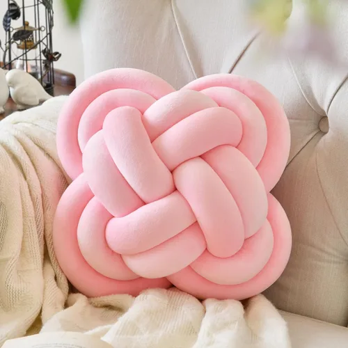 Miniatura 17 de Xuyier Bola de almohada de nudo, almohadas decorativas con tela de terciopelo para sofá cama, decoración de 12 pulgadas, cojines cuadrados anudados
