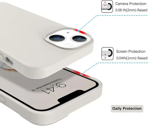 Miniatura 3 de Telaso Funda para iPhone 13, silicona líquida de goma de gel suave para iPhone 13, funda delgada con forro de microfibra a prueba de golpes, fundas