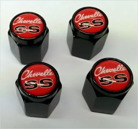 Miniatura 3 de Compatible con tapones de válvula Chevelle Malibu SS 396 454 (cromado, negro)