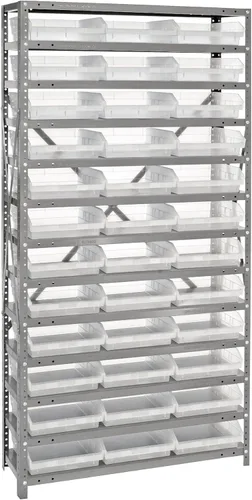 Miniatura 410 de Quantum QSBU-245BK Heavy Duty Shelving Unit with (7) Shelves and (24) QUS245 Black Bins for Garage Warehouse Storage Distribution 400 lb Load
