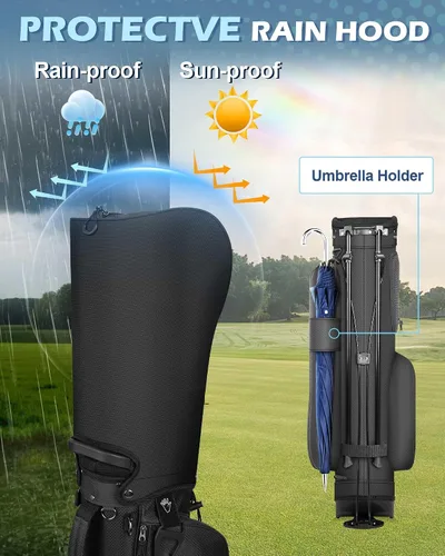Miniatura 7 de Bolsa de golf con soporte – Versión mejorada 2025 con bolsillo enfriador, parche para guantes y porta tee, bolsa de golf ligera para domingo