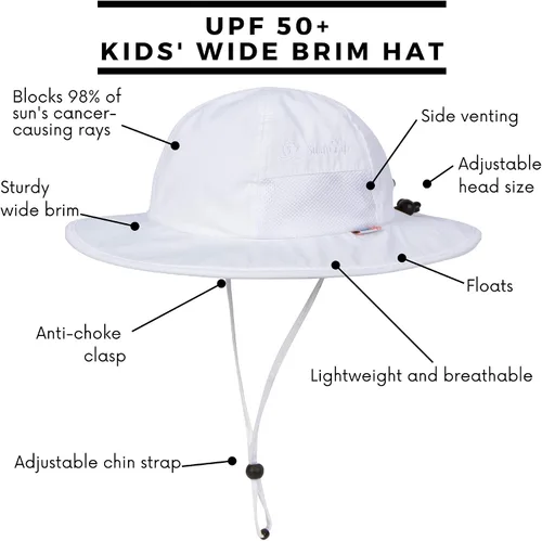 Miniatura 2 de SwimZip, sombrero unisex para niños, ala ancha, protección solar FPS 50, ajustable.