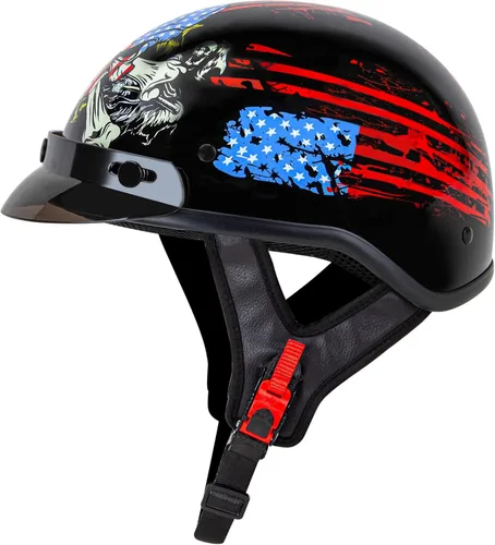 Casco para motocicleta, patineta y scooter CARTMAN, diseño de media cara con bandera americana y calavera, aprobado por DOT para bicicleta, Bandera