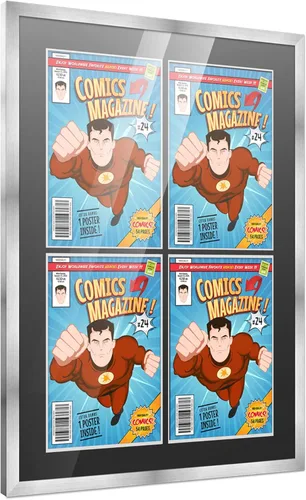 Miniatura 110 de Poster Palooza Marco de cómic con paspartú para 1 cómic de la Edad de Bronce publicado entre 1970 y 1985, marco de cómic negro para cómic de 7.25 x