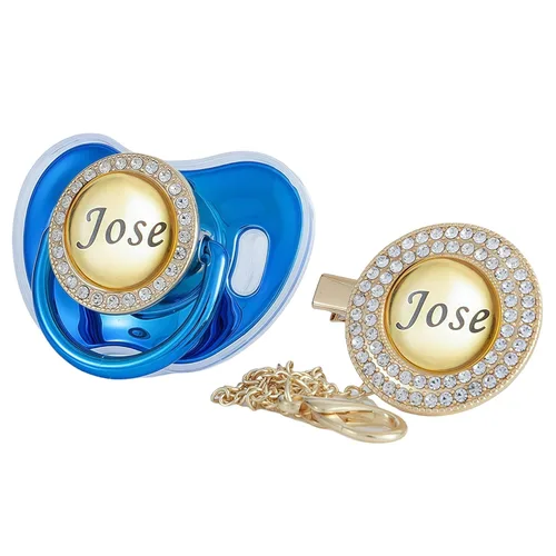 Miniatura 12 de Juego de Chupete y Clip con Nombre Personalizado Brillante - Binky Personalizado para Baby Shower, Recuerdo de Recién Nacido para Fotos Dorado