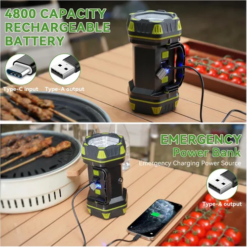 Miniatura 5 de Linterna de campamento recargable, linterna LED de campamento con 1200 lúmenes, alimentación por batería con capacidad de 4800, luz de campamento