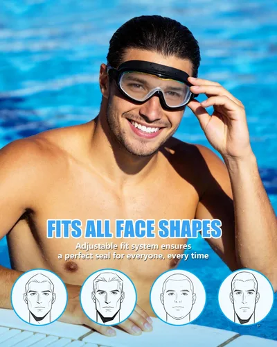 Miniatura 5 de Aegend Gafas de natación para adultos y jóvenes, paquete de 2 gafas de natación antivaho anti-UV para hombres y mujeres Blanco & negro