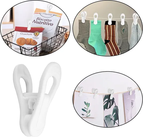 Miniatura 4 de Clips de plástico blancos para colgar – Paquete de 60 clips multiusos para perchas, clips de dedo para perchas de plástico, perchas para pantalones