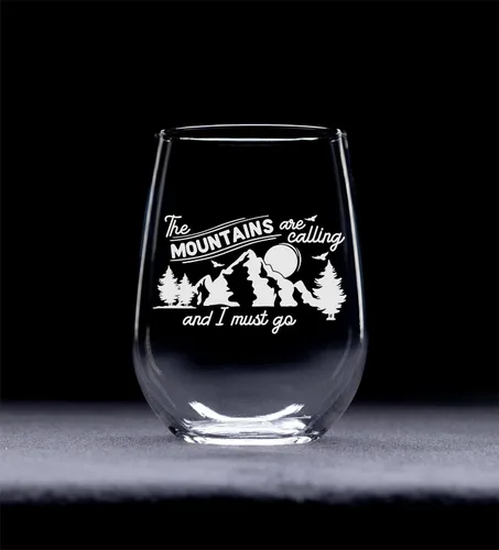 Miniatura 2 de C M Copa de vino sin tallo, The Mountains Are Calling and I Must Go, 17 onzas, vidrio transparente, regalo para él, ella, esposa, marido, amigo