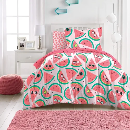 Miniatura 39 de dream FACTORY - Juego de edredón de microfibra ultrasuave para niñas, color rosa, tamaño individual, diseño de princesa mágica Princesa Mágica Rosa