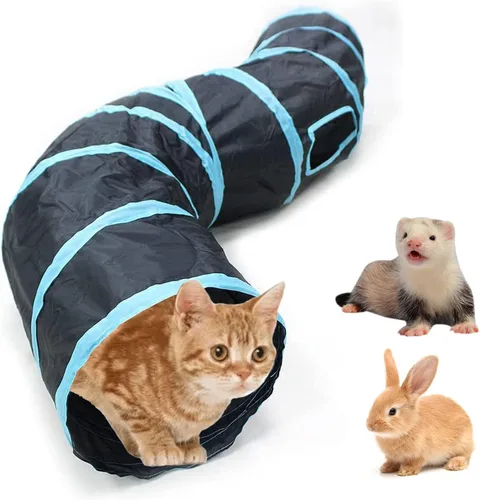 Bemodst Túneles plegables para gatos, laberinto interactivo de 2/3/4/5 vías para gatitos, conejos, hurones Tipo S de 2 vías