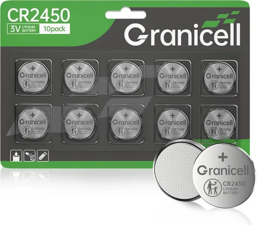 Granicell Batería 2450 compatible con dispositivos de fitness CR2450 Batería de litio de 3 V para seguridad infantil, adecuada para llaveros, alarma