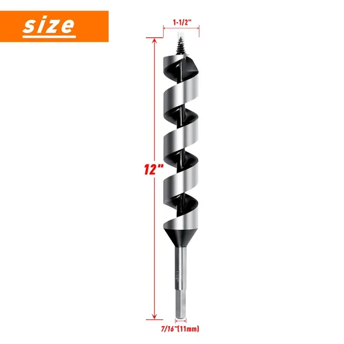 Miniatura 2 de Broca de taladro de 1-1/2 pulgadas x 12 pulgadas de largo para madera, vástago hexagonal, para madera blanda y dura, plástico, paneles de yeso