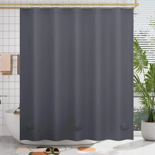 Miniatura 55 de AmazerBath - Cortina de ducha de plástico, 70 x 72 pulgadas, cortina de ducha esmerilada de plástico, impermeable, pesada, gruesa, con 3 piedras