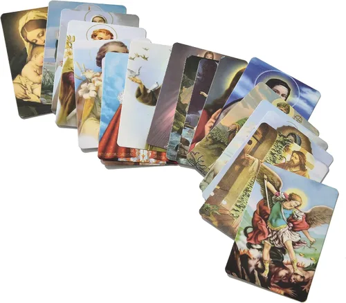 Miniatura 5 de Tarjetas sagradas católicas de oración con caja de metal, regalos católicos, tarjetas sagradas surtidas con santos católicos y oraciones, 144