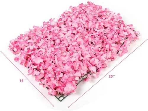 Miniatura 2 de Paquete de 10 paneles de pared de flores artificiales de 24 x 16 pulgadas, paneles de pared románticos de rosas de seda para bodas, fiestas, hogar